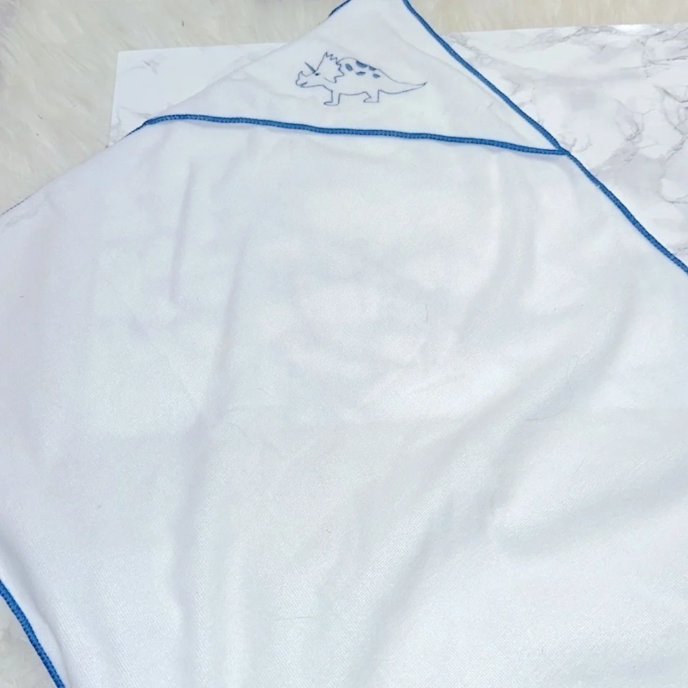 Greenbrier international babies Blue and White Dinosaur Hooded Towel